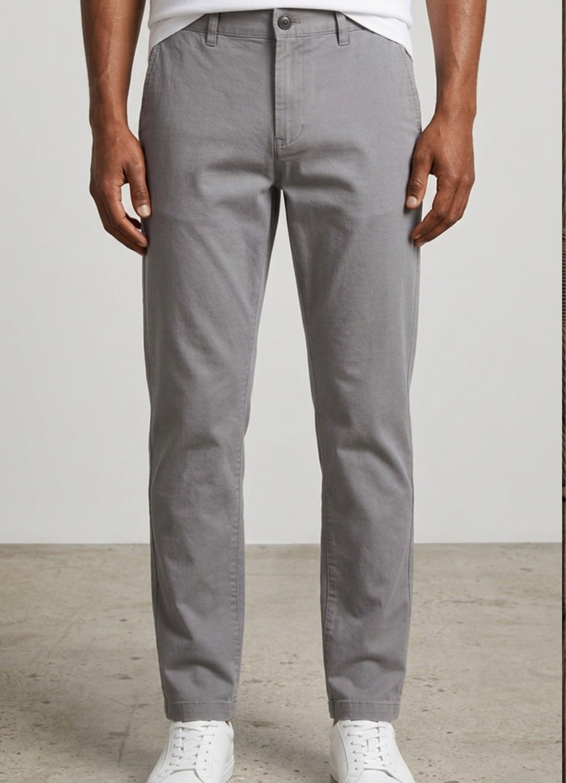 Gri Renk Gabardin Regular Chino Pantolon - 1