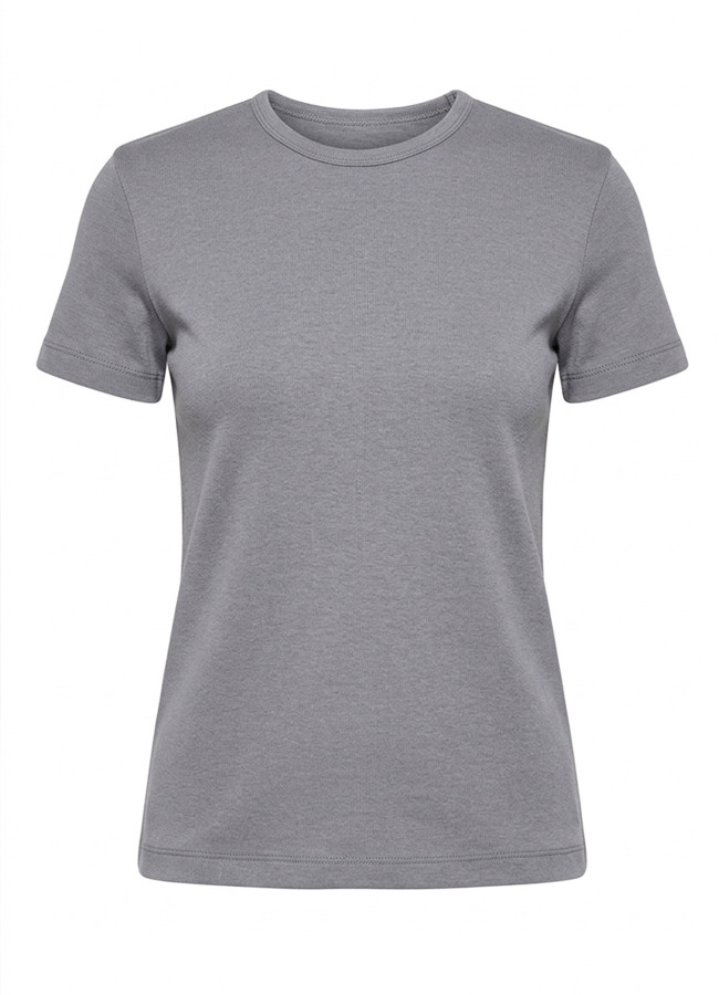 Gri Renk Pamuk Karışımlı Tişört