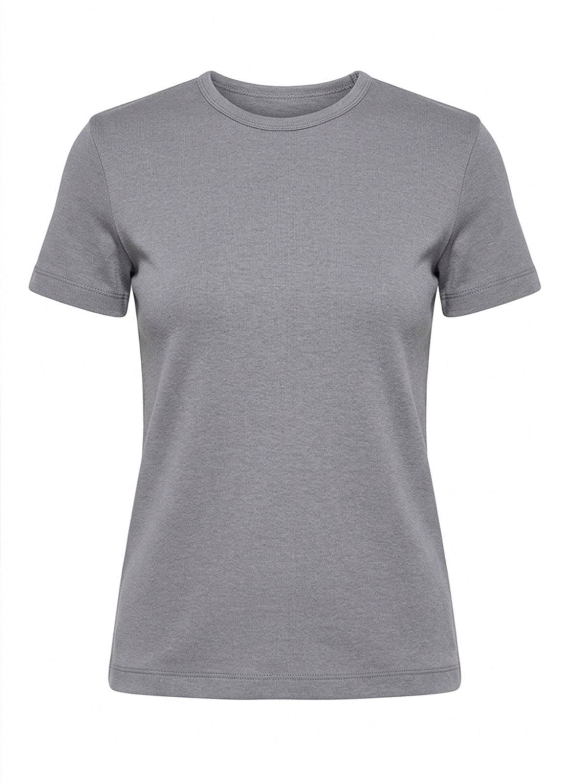 Gri Renk Pamuk Karışımlı Tişört