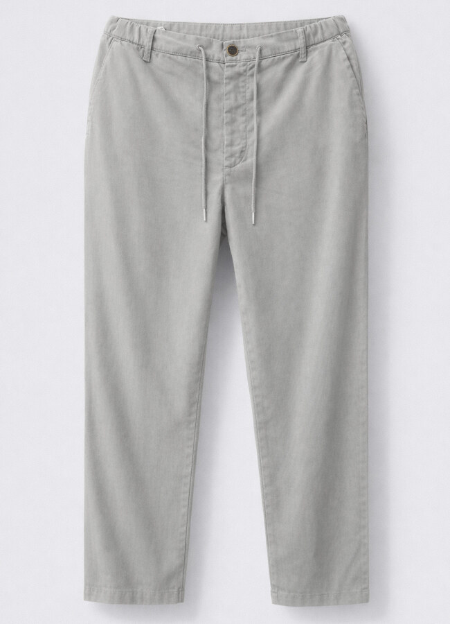 Gri Renk Tencel Karışımlı Relax Fit Pantolon 