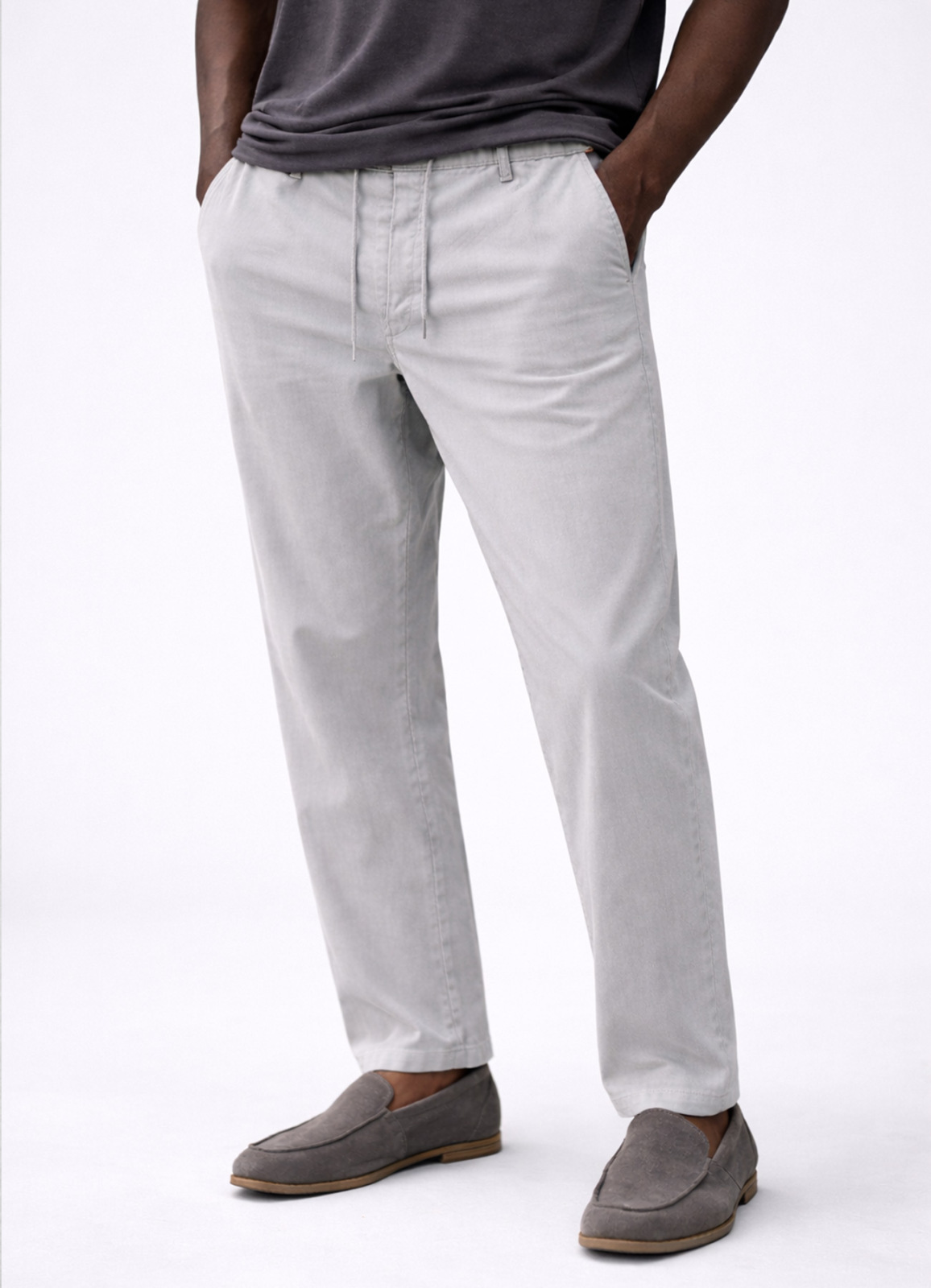 Gri Renk Tencel Karışımlı Relax Fit Pantolon - 4