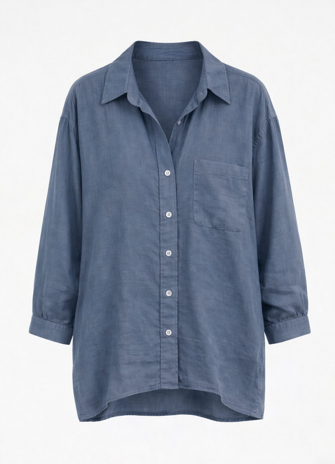 Gri / Mavi Renk Modal Karışımlı Oversize Gömlek - 2
