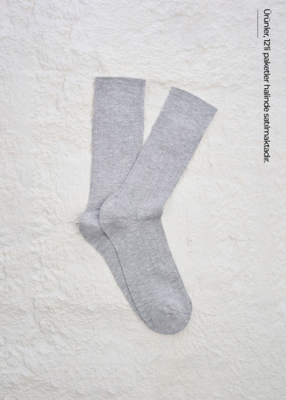 Gri Melanj Renk 12'li Bamboo Karışımlı Çorap