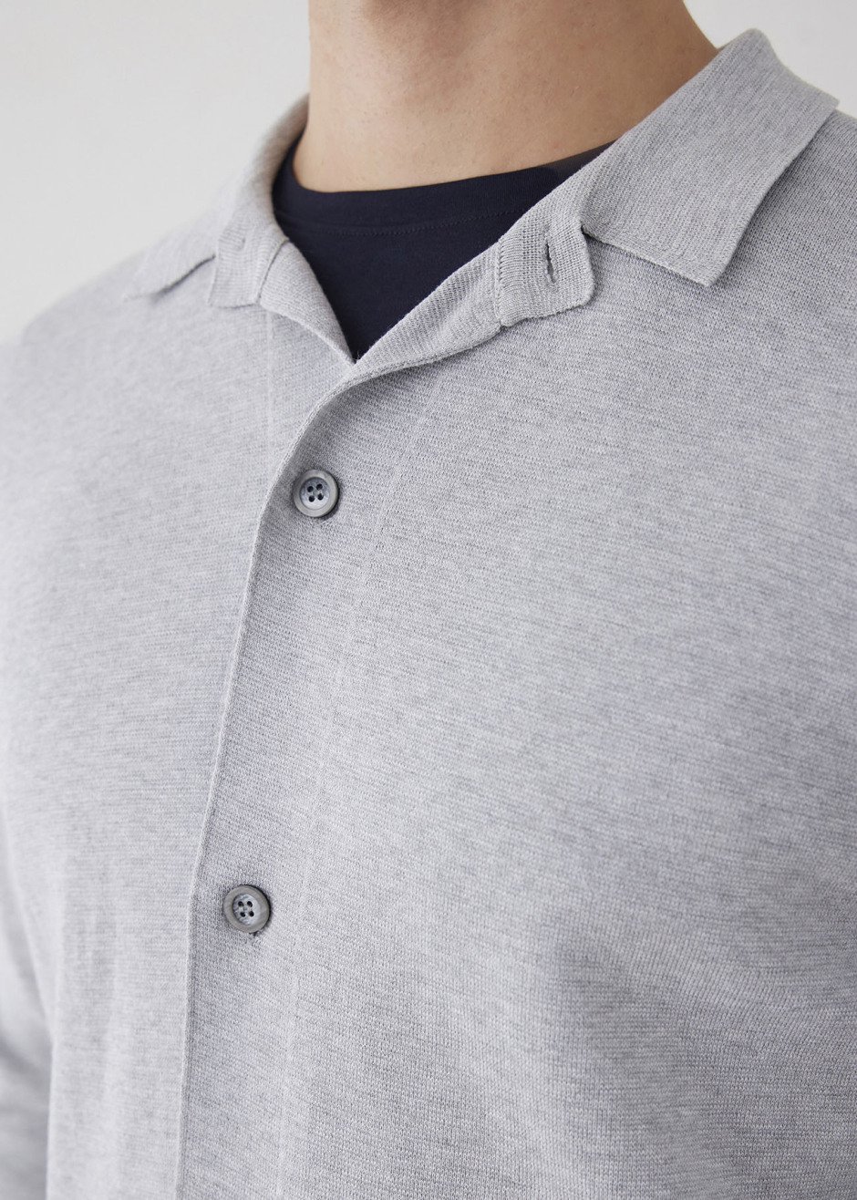 Gri Renk Çelik Örme Triko Hırka - 4