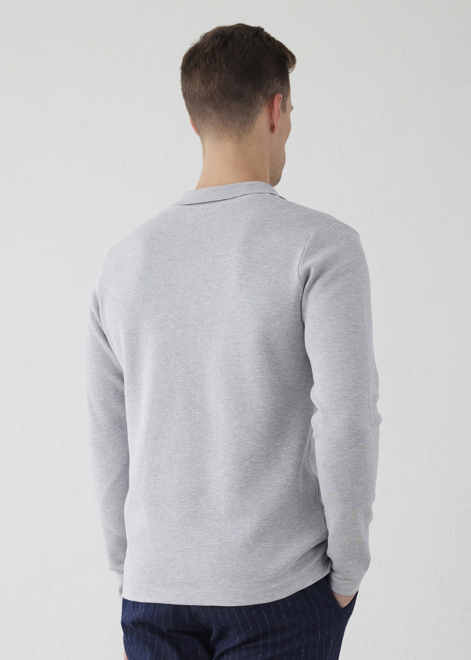 Gri Renk Çelik Örme Triko Hırka - 12