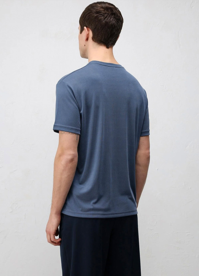 İndigo Renk Viskoz Karışımlı Tişört - 3