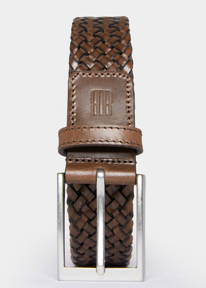 Kahve Renk Örgü Deri Kemer