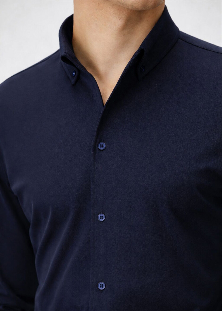 Lacivert Renk Örme Gömlek - 2