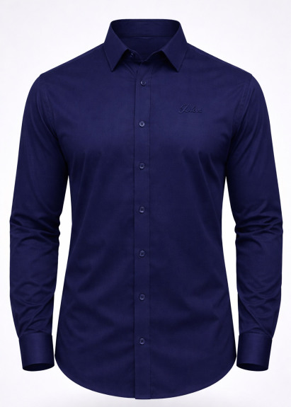 Lacivert Renk Uzun Kol Polyester Gömlek - 3