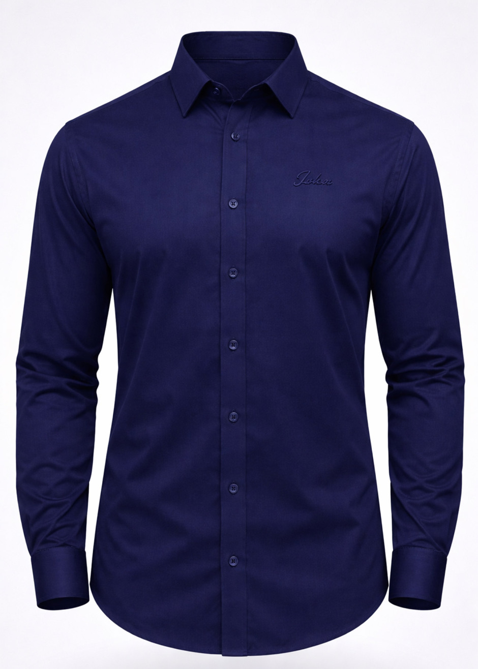 Lacivert Renk Uzun Kol Polyester Gömlek - 3