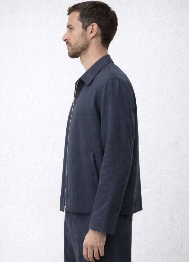 Lacivert Rengi Lyocell Karışımlı Overshirt Ceket - 3