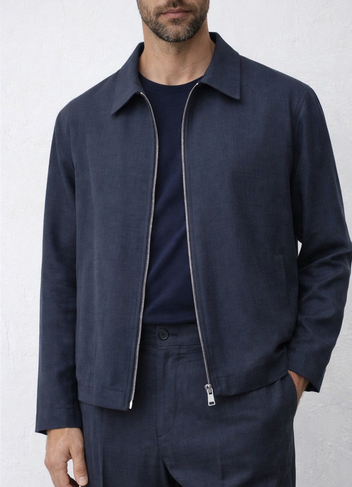 Lacivert Rengi Lyocell Karışımlı Overshirt Ceket - 5