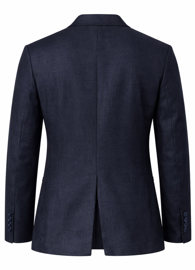 Lacivert Renk Keten Karışımlı Ceket - 3