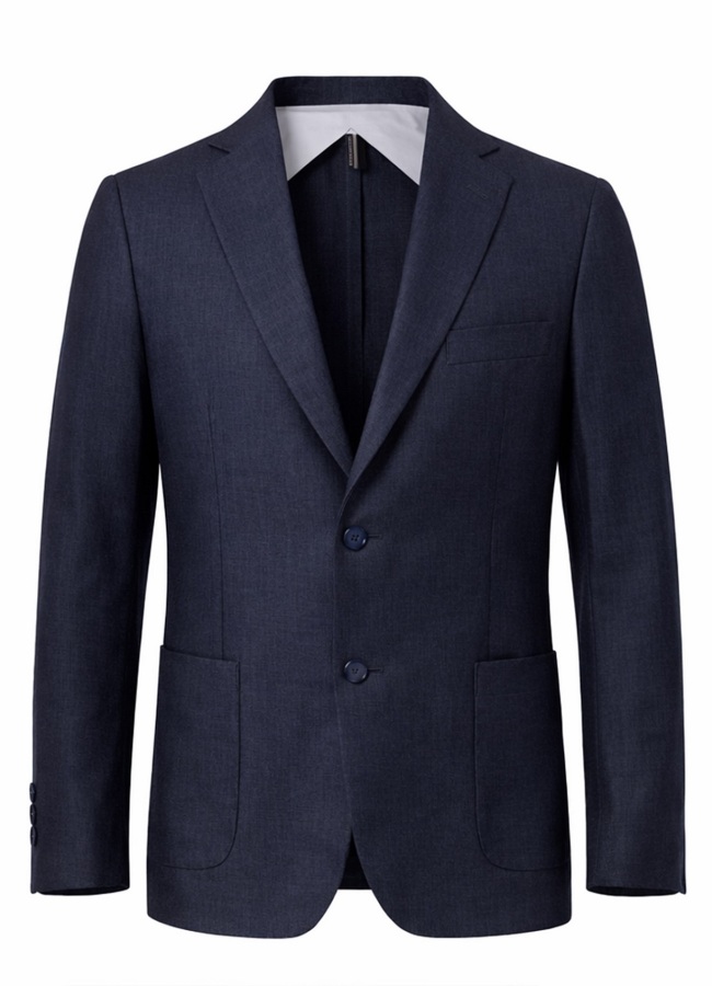 Lacivert Renk Keten Karışımlı Ceket 