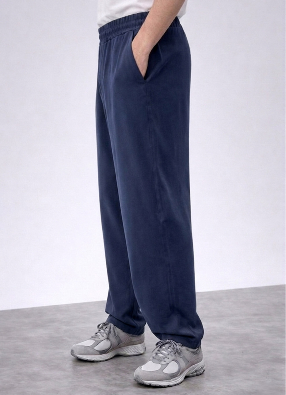 Lacivert Renk Tencel Karışımlı Pantolon