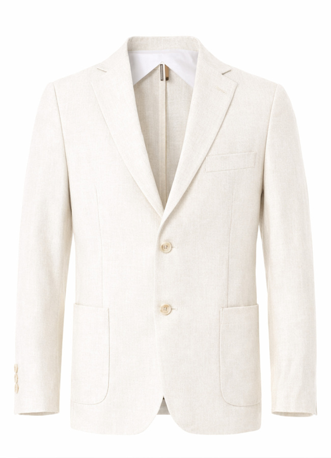 Kırık Beyaz Renk Keten Karışımlı Ceket