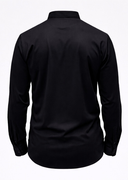 Siyah Renk Uzun Kol Polyester Gömlek - 4