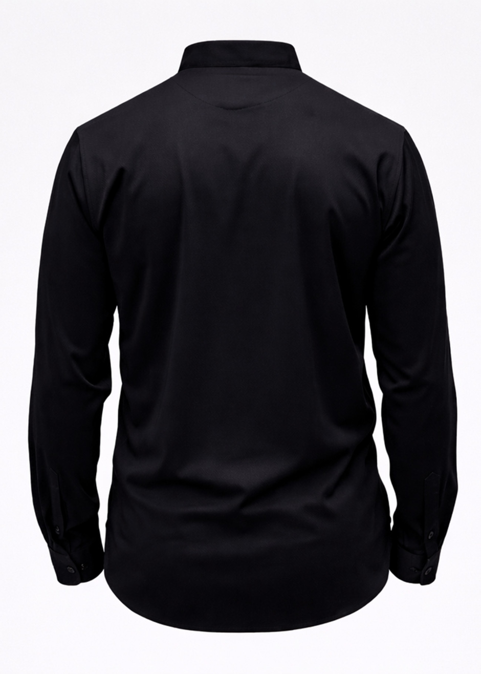 Siyah Renk Uzun Kol Polyester Gömlek - 4