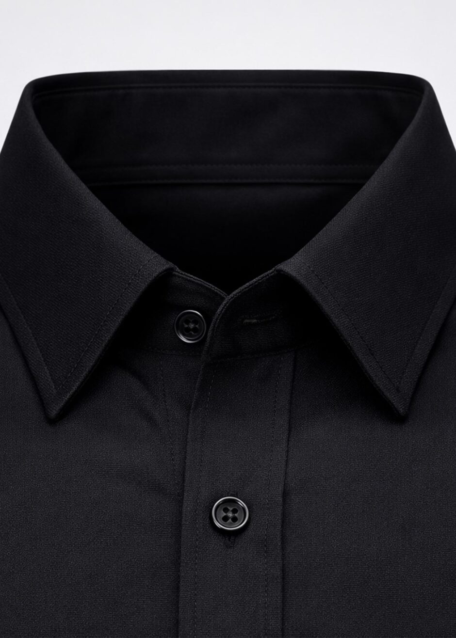 Siyah Renk Uzun Kol Polyester Gömlek - 2