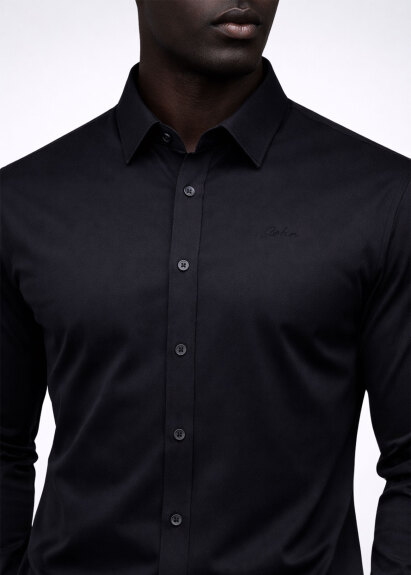 Siyah Renk Uzun Kol Polyester Gömlek