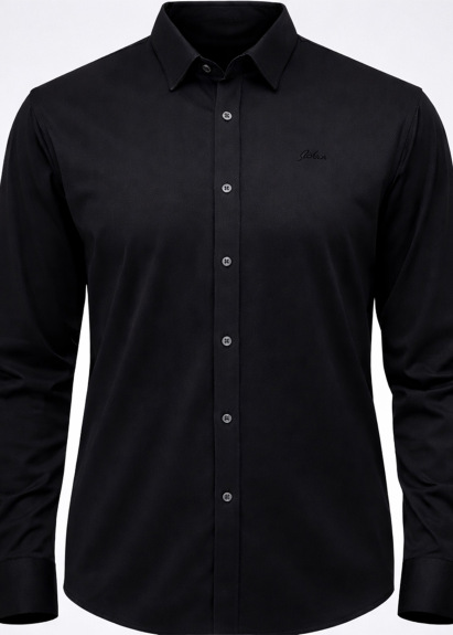 Siyah Renk Uzun Kol Polyester Gömlek - 3