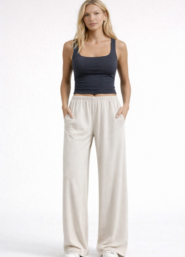 Taş Renk Modal Karışımlı Pantolon