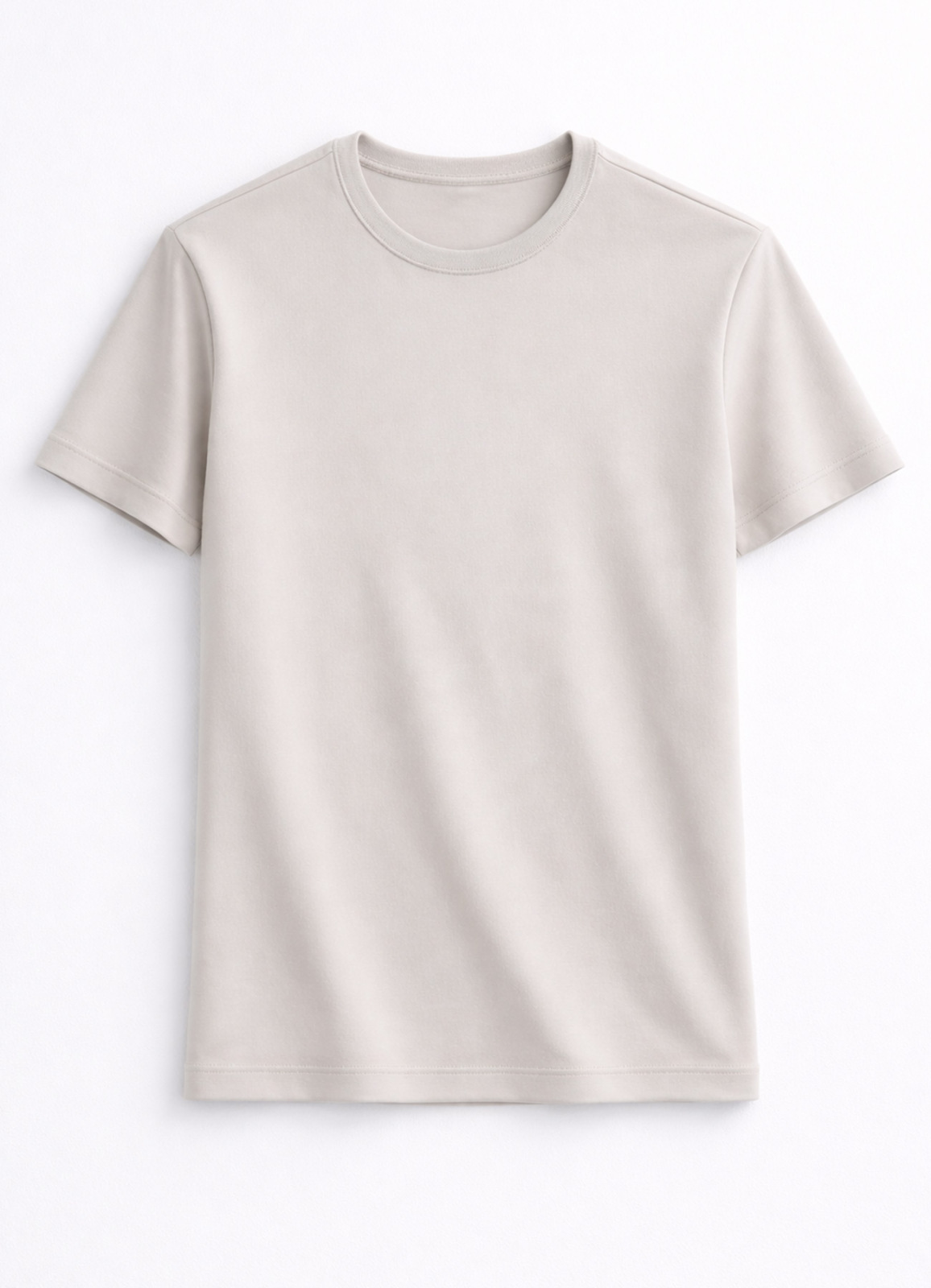 Taş Renk Pamuk Karışımlı Tişört