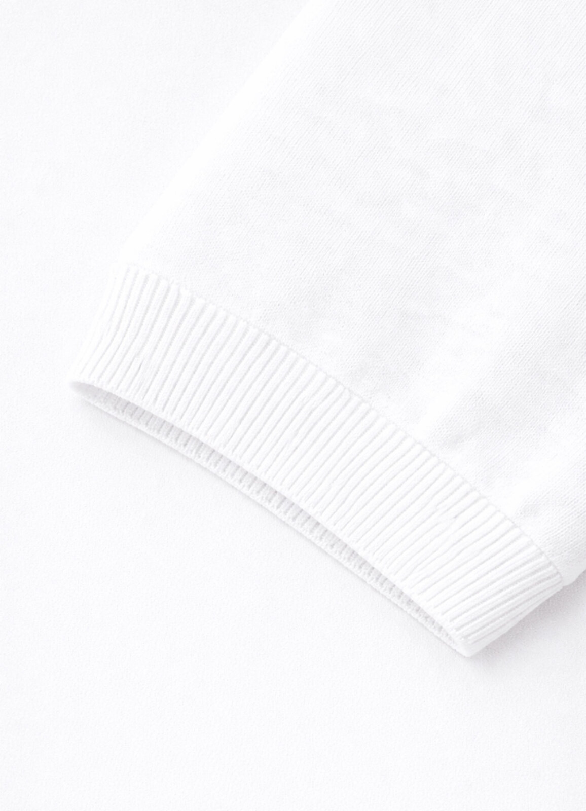Beyaz Renk Bisiklet Yaka Basic Triko - 3