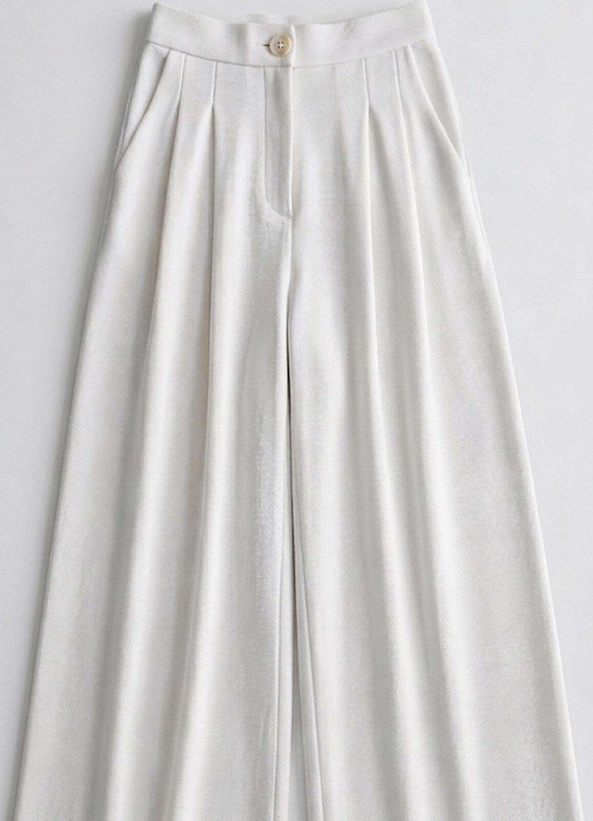 Beyaz Renk Yüksek Bel Örme Palazzo Pantolon - 4