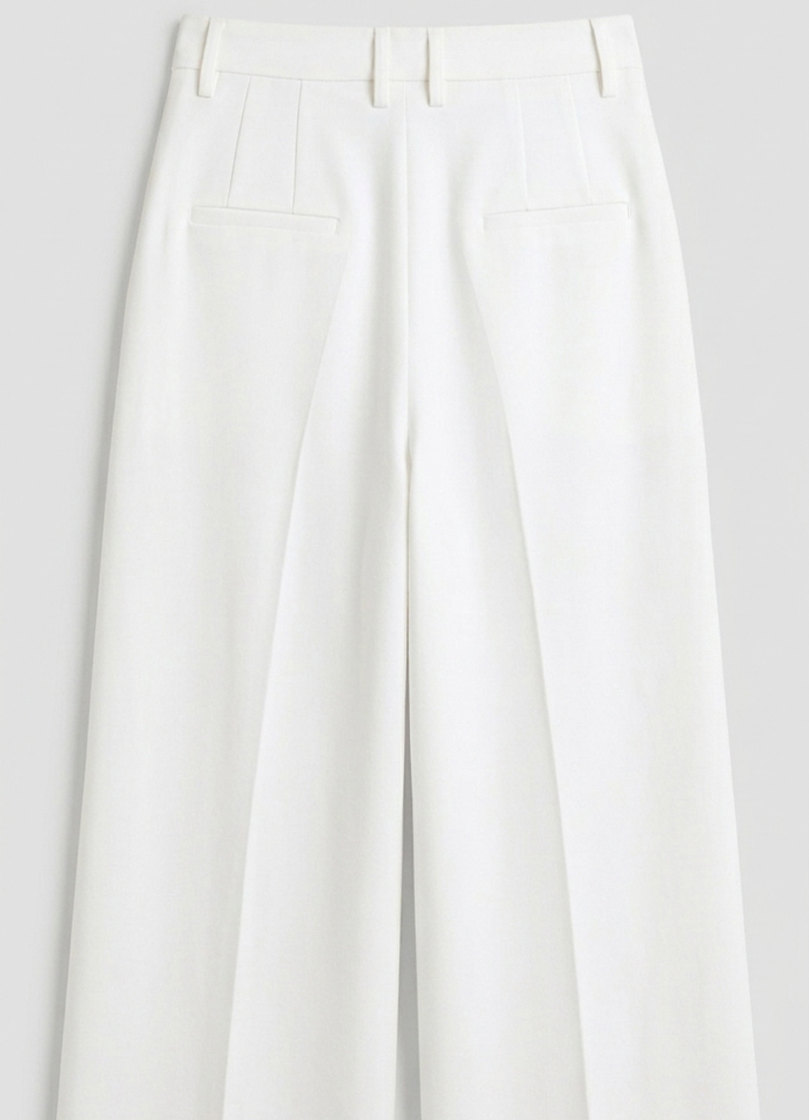 Beyaz Renk Yüksek Bel Örme Palazzo Pantolon - 5