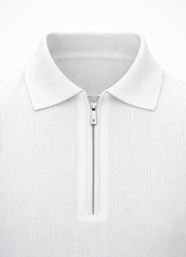 Beyaz Renk Polo Yaka Triko - 3