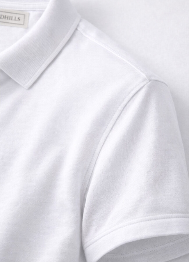 Beyaz Renk Pamuk Karışımlı Polo Yaka T-Shirt - 5