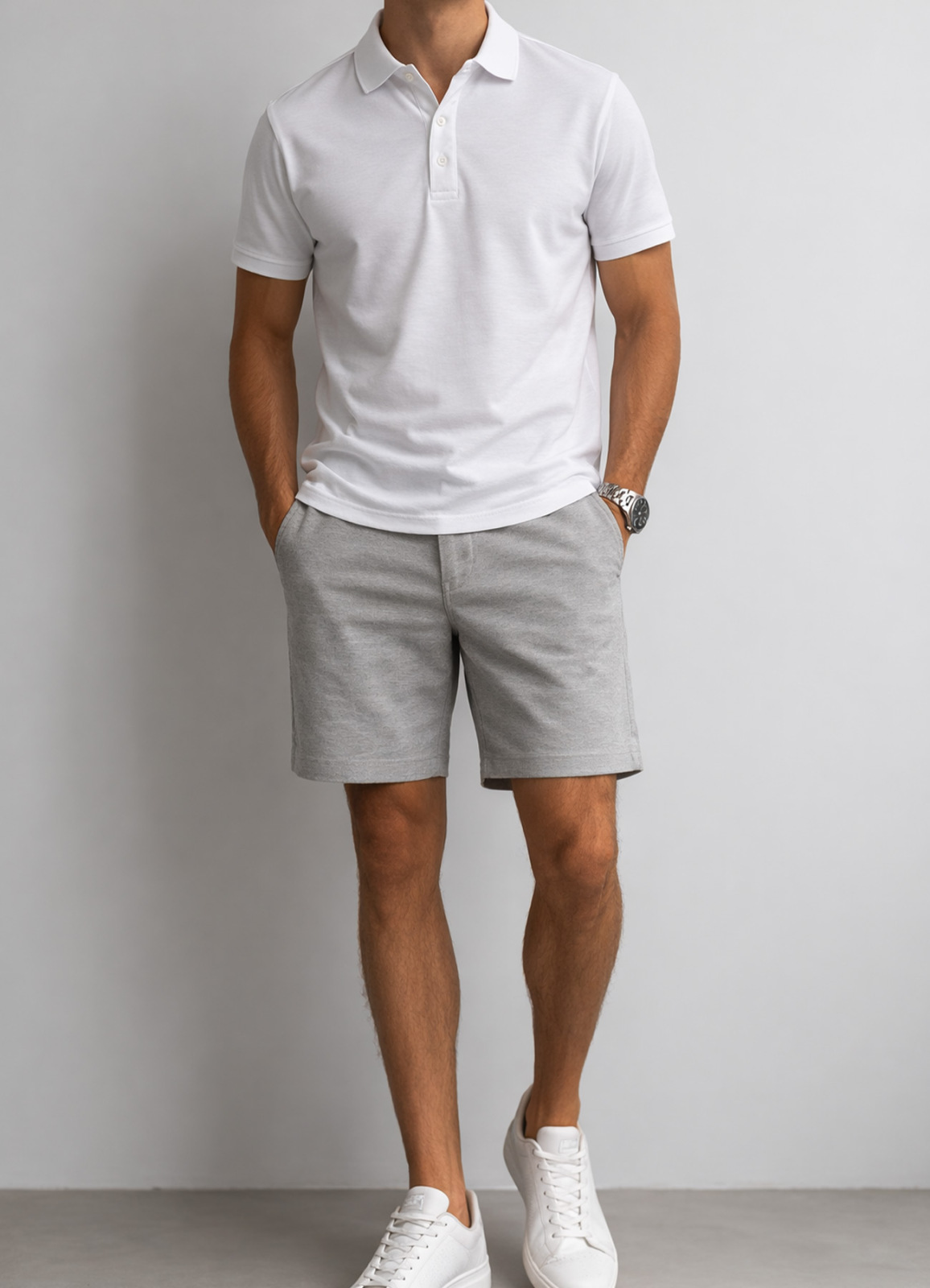 Beyaz Renk Pamuk Karışımlı Polo Yaka T-Shirt