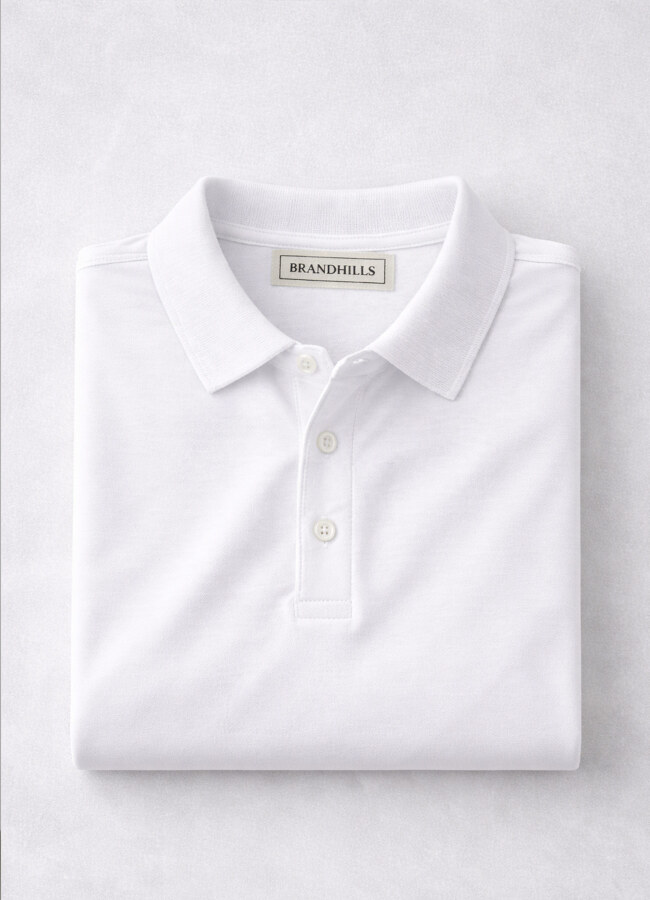 Beyaz Renk Pamuk Karışımlı Polo Yaka T-Shirt - 6