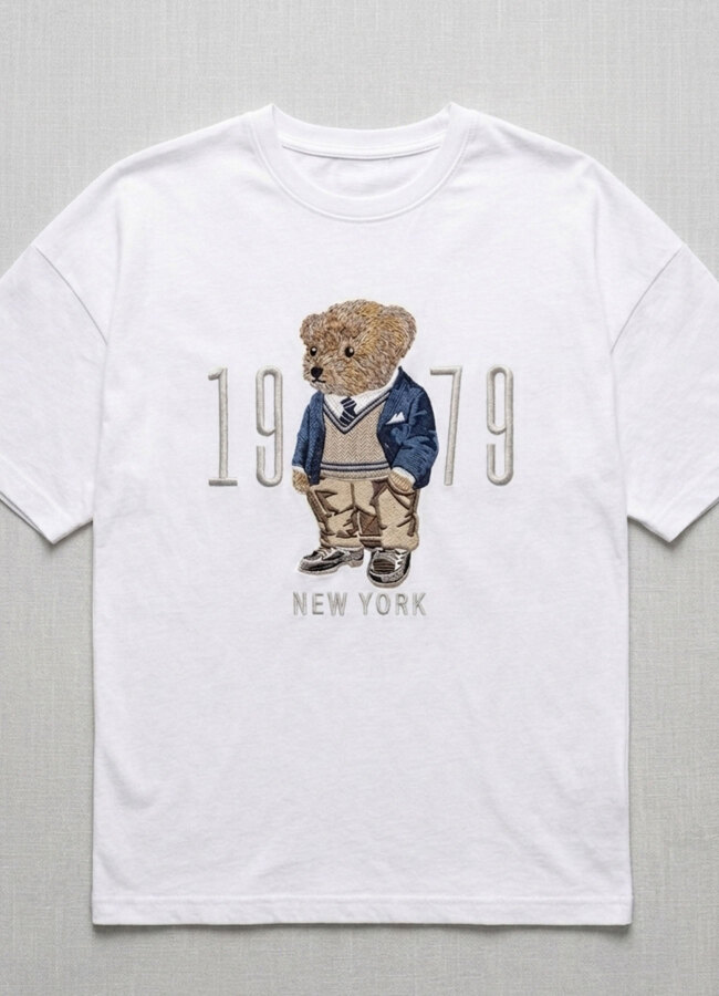 Beyaz Renk Pamuklu Nakışlı Tişört - 1