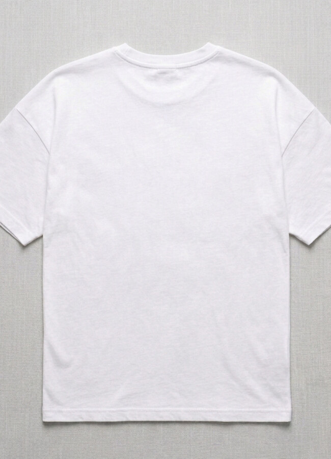 Beyaz Renk Pamuklu Nakışlı Tişört - 3